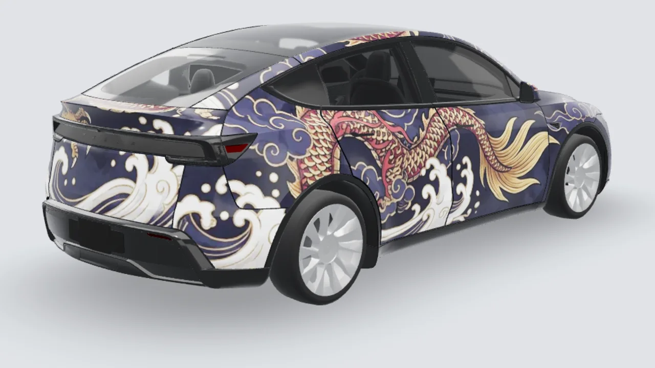Anime 3D wrap example on Model Y Juniper