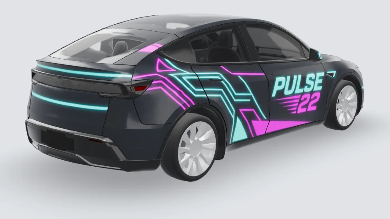 Pulse custom Tesla wrap on a Model Y Juniper